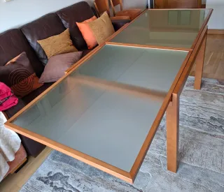 Mesa Comedor Roble y Cristal