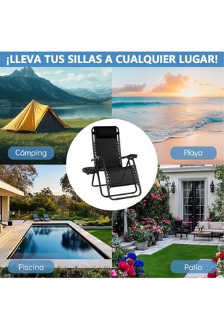 Silla de jardín reclinable negra