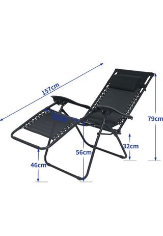 Silla de jardín reclinable negra