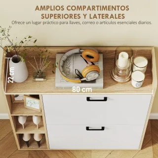 Zapatero 2 Puertas 3 Estantes Madera