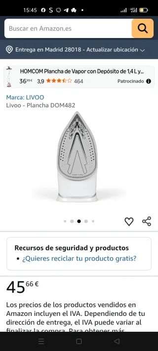 Plancha de vapor Livoo DOM482