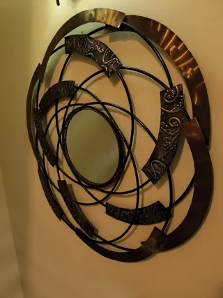 Espejo Decorativo Metal Dorado y Plateado