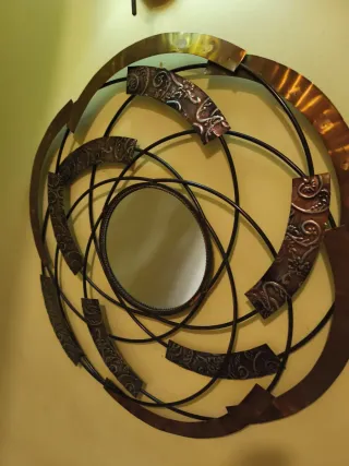 Espejo Decorativo Metal Dorado y Plateado