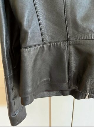 Cazadora Piel Mango Negra Mujer