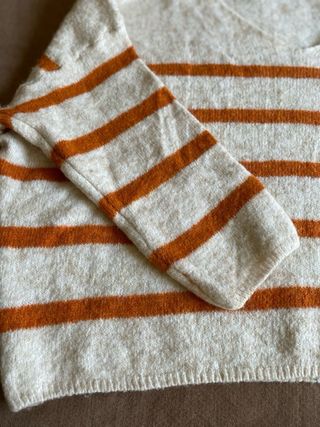 Jersey de punto beige y naranja Made in Italy