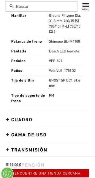 Bicicleta eléctrica GHOST Talla M