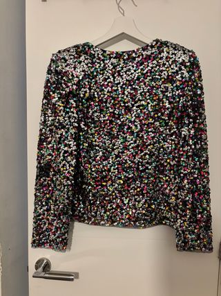 Blusa Mango lentejuelas multicolor