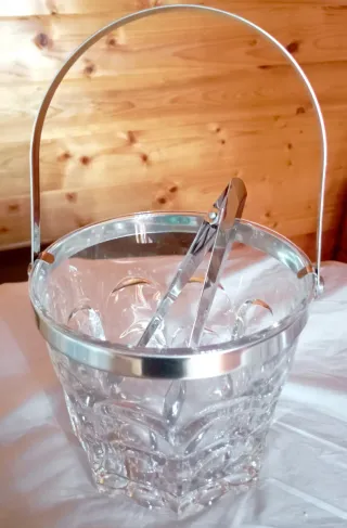 Cubitera de cristal  maziza, con pinzas de acero i