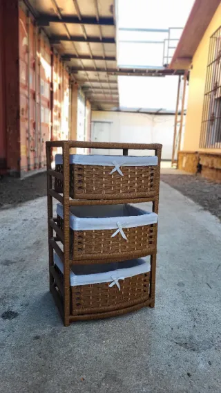 Cajonera Auxiliar Mimbre 3 Cestas