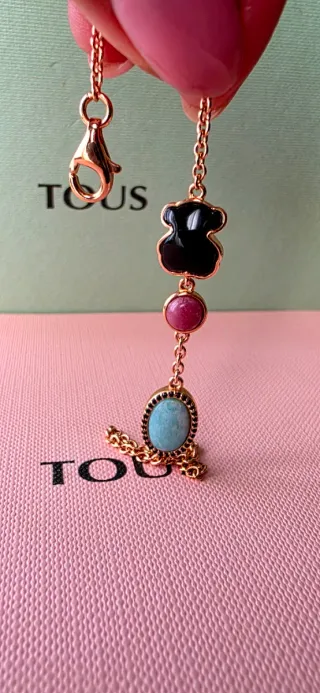 Pulsera Tous Vermeil Oso Negro y Piedras