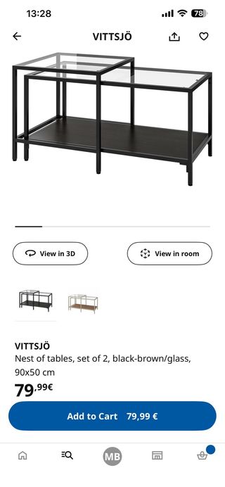 Tavolo da centro Ikea in vetro e metallo