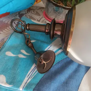 Lámpara colgante vintage cristal y metal.