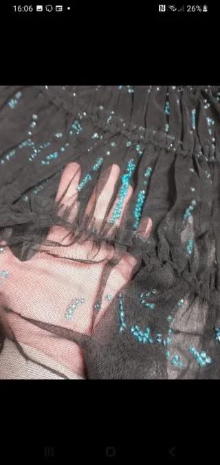 Conjunto corpiño y falda negro/turquesa T.M