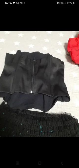 Conjunto corpiño y falda negro/turquesa T.M