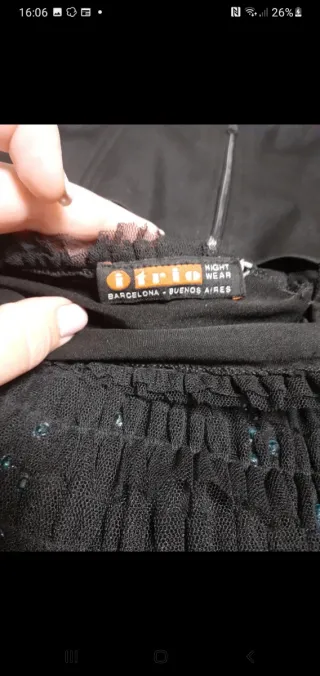 Conjunto corpiño y falda negro/turquesa T.M