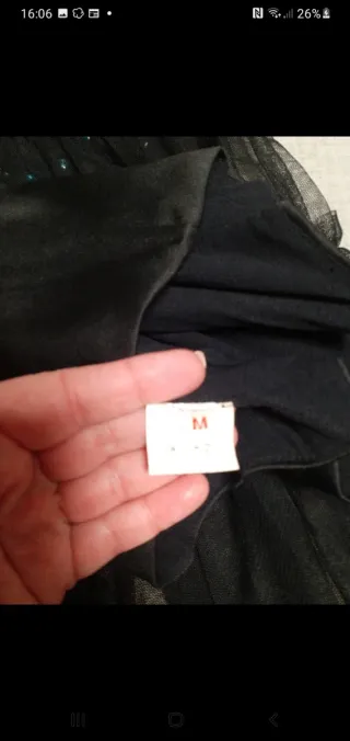 Conjunto corpiño y falda negro/turquesa T.M