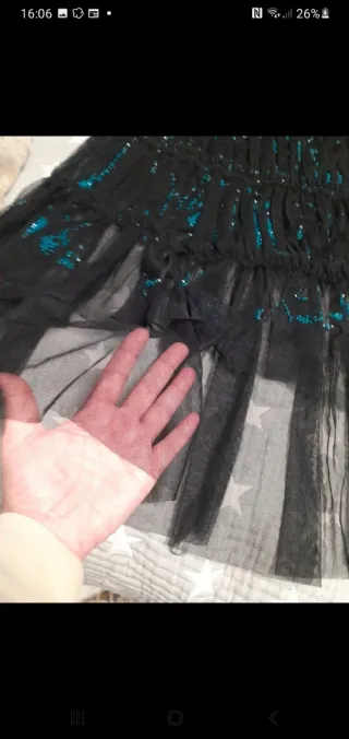 Conjunto corpiño y falda negro/turquesa T.M