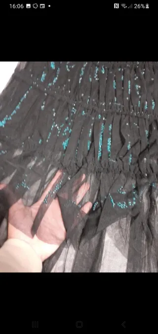 Conjunto corpiño y falda negro/turquesa T.M