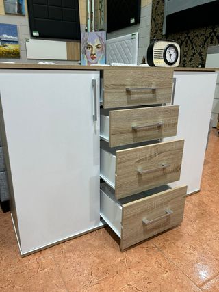 Cómoda Aparador 2 Puertas 4 Cajones