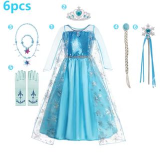 Abito Carnevale Frozen Elsa 6 Pezzi