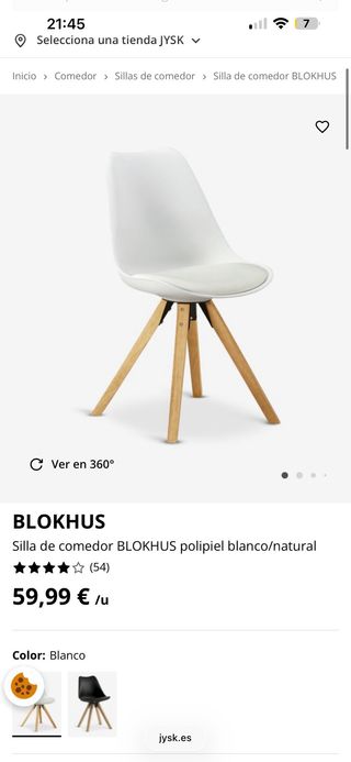 Mesa redonda cristal y 4 sillas blancas