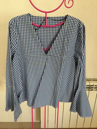 Camisa cuadros azul y blanco