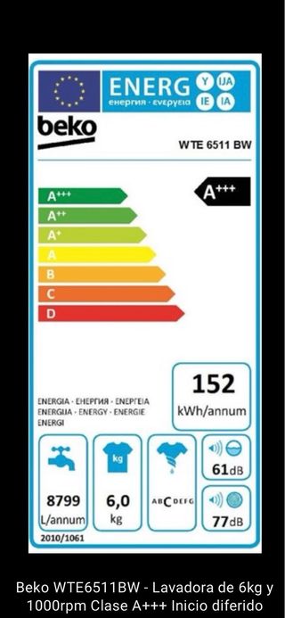 Lavadora Beko 6 kg