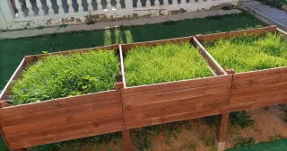 Mesa de cultivo en madera hecha a mano