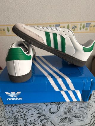Zapatillas Adidas Samba Blancas y Verdes