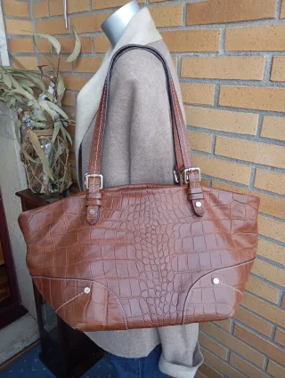 Bolso Gloria Ortiz Marrón Piel Cocodrilo