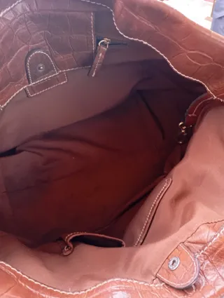 Bolso Gloria Ortiz Marrón Piel Cocodrilo