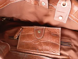 Bolso Gloria Ortiz Marrón Piel Cocodrilo