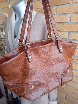 Bolso Gloria Ortiz Marrón Piel Cocodrilo