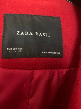 Abrigo ZARA Rojo Talla 36