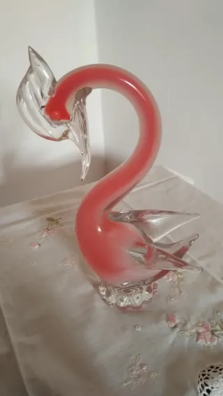 Cigno Murano Rosa Vetro Artistico