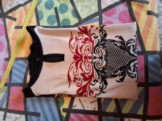 Vestito donna fantasia nero e rosso