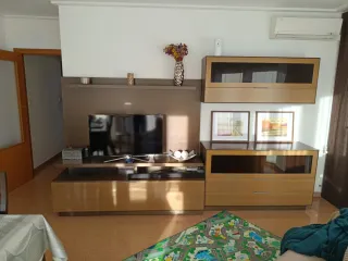 Mueble de salón modular madera y cristal