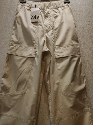 Pantalones Chinos Zara Relax Fit Urban Beige