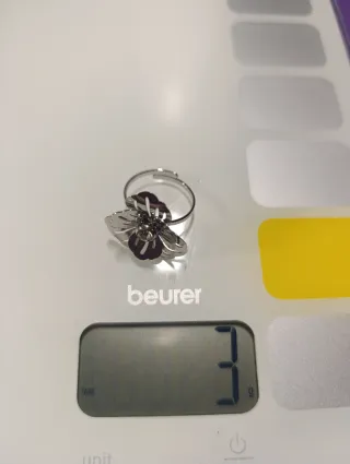 Anillo ajustable acero motivo floral