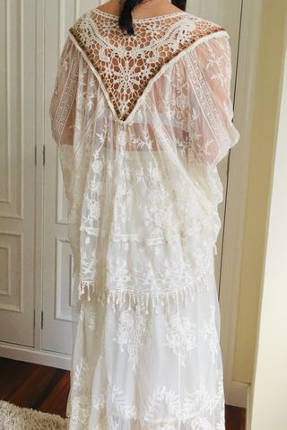 Blusa Poncho Encaje Blanco Talla Única