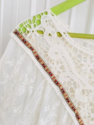 Blusa Poncho Encaje Blanco Talla Única