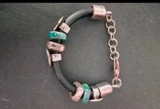 Conjunto anillo y Pulsera Verde y Plata