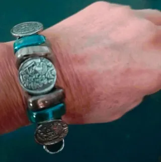 Conjunto anillo y Pulsera Verde y Plata