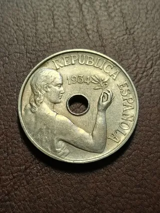 Moneda 25 céntimos República Española 1934