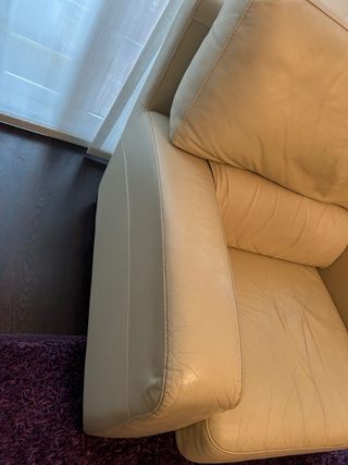 Sofá 2 plazas y sillón beige piel