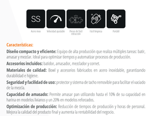 Batidora Planetaria 7 Lts Brunetti BL7B x 2 uds