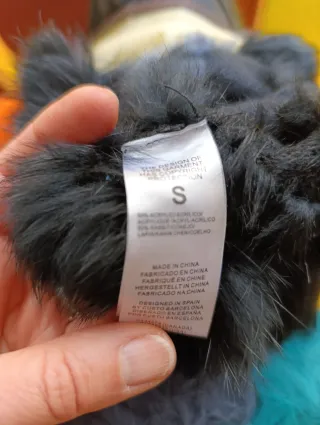 Abrigo de pelo rayas gris y turquesa