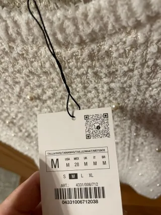 Vestido Zara blanco perlas