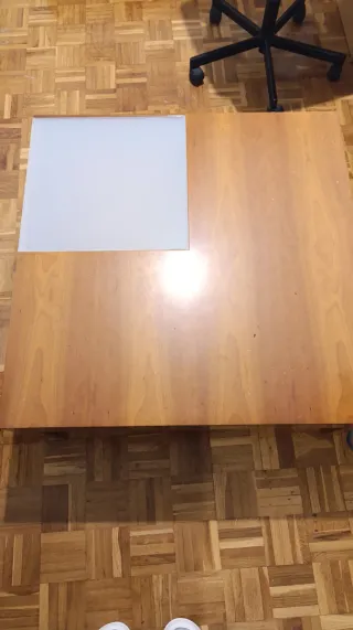 Mesa de centro madera y cristal 90x90x35 cm