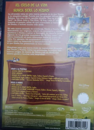 DVD El Rey León 3: Hakuna Matata (2 Discos)